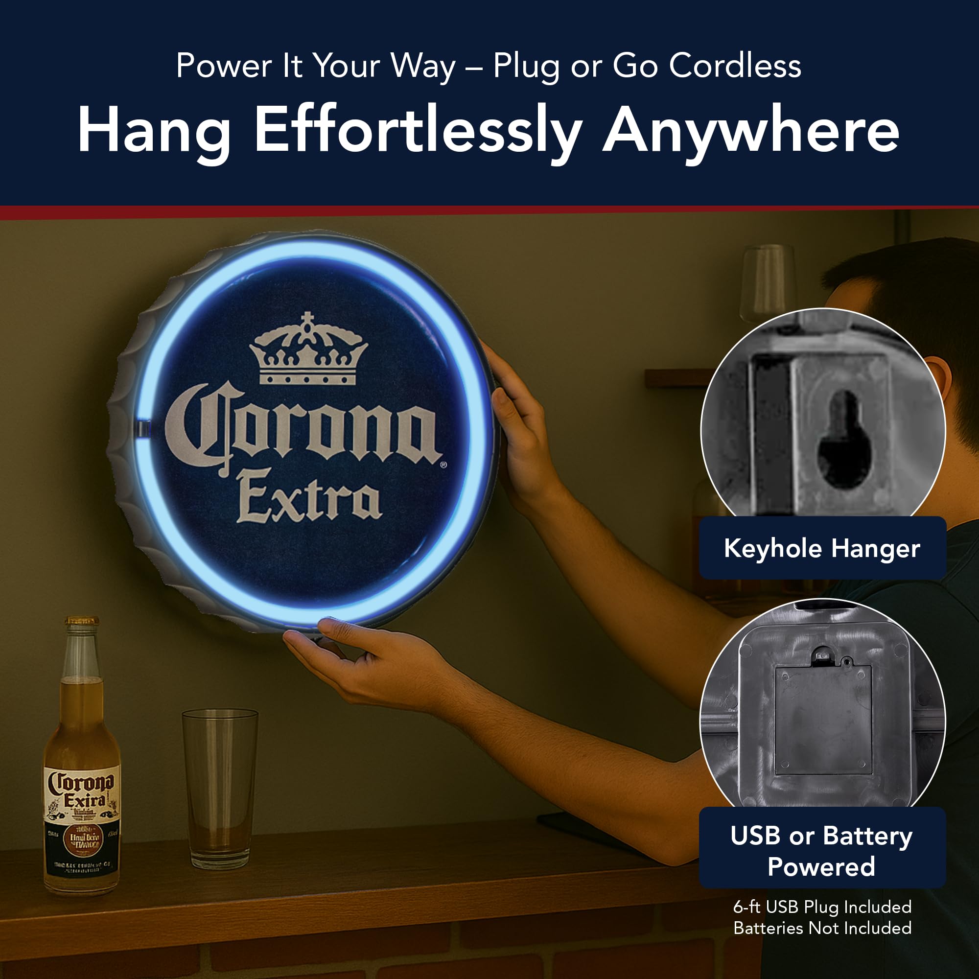 American Art Decor Placa de LED neon extra Corona para decoração American Art Decor Placa de LED neon extra Corona para decoração